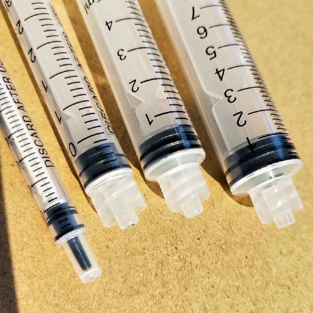 Plastic Syringe 1ml 3ml 5ml 10ml For Lab and Industrial Dispensing Adhesives Glue , With1inch Blunt Tip Needles , Non-sterile