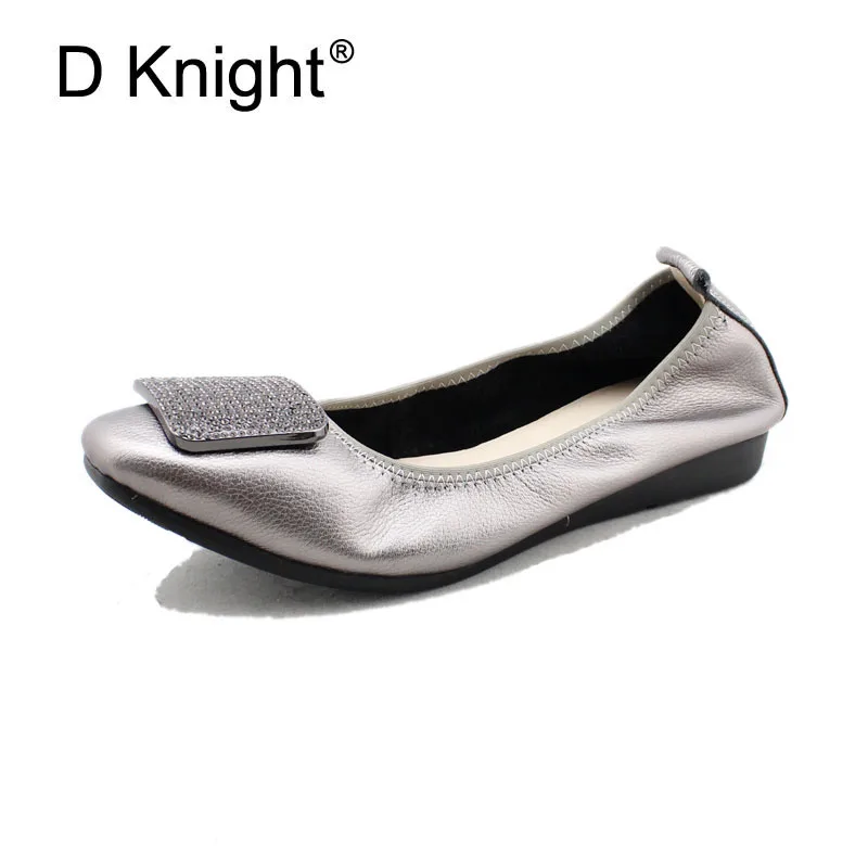 100% Genuine Leather Women Flats Spring Autumn Brand Women Shoes Women Sneakers Square Toe Bling Rhinestone Female Casual Shoes