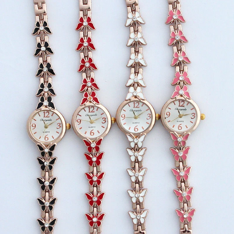 드롭 배송 패션 나비 스트랩 팔찌 숙녀/여자/여자 석영 아날로그 스테인레스 스틸 bowknot 시계 손목 시계 o59