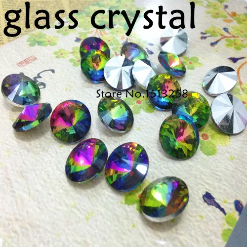 Rainbow Color Rivoli Crystal Fancy Stone Point Back Glass Stone For Jewelry Making 6mm 8mm 10mm 12mm 14mm 16mm 18mm