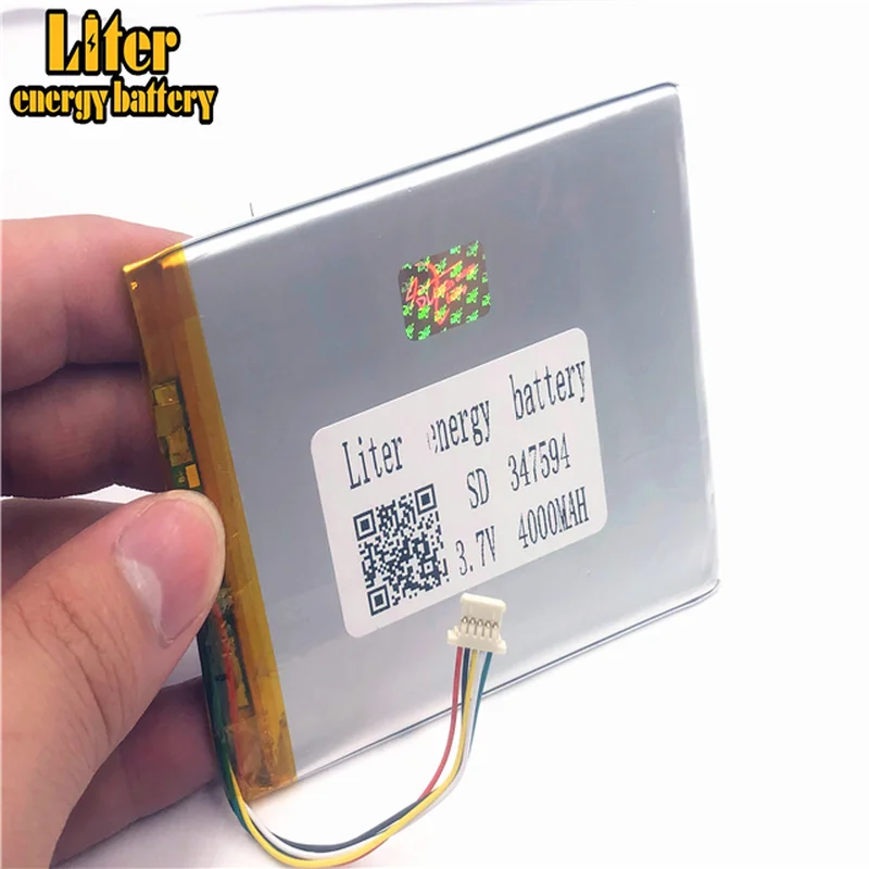 1.0MM 5pin connector 347594 357595 4000mah 3.7V Cheap price lithium polymer battery for tablet pc