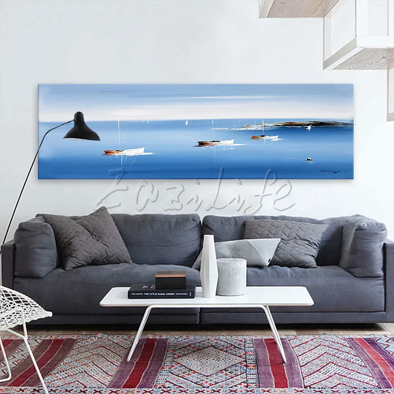 

Hand painted canvas oil paintings Wall art Pictures for living room Large Cheap modern abstract oil painting boat ship sailing 6