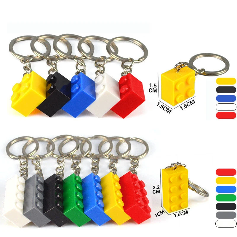 10-20Pcs/Lot Rotatable Display Box with Keychain Key Ring Compatible Fit for Figure MOC Model Building Blocks Brick Toys