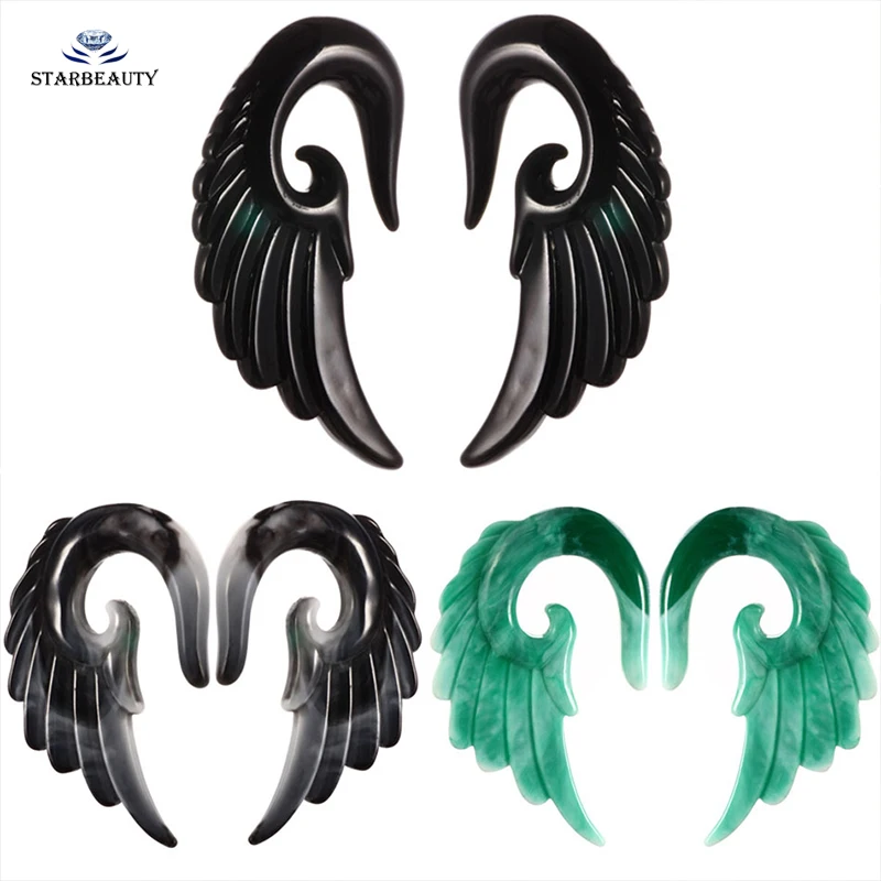 Akrylowy anioł skrzydło Ear spiralne Piercing stożek nosze Expander Hot moda zatyczki do uszu tunele Piercing biżuteria zatyczki do uszu tunele