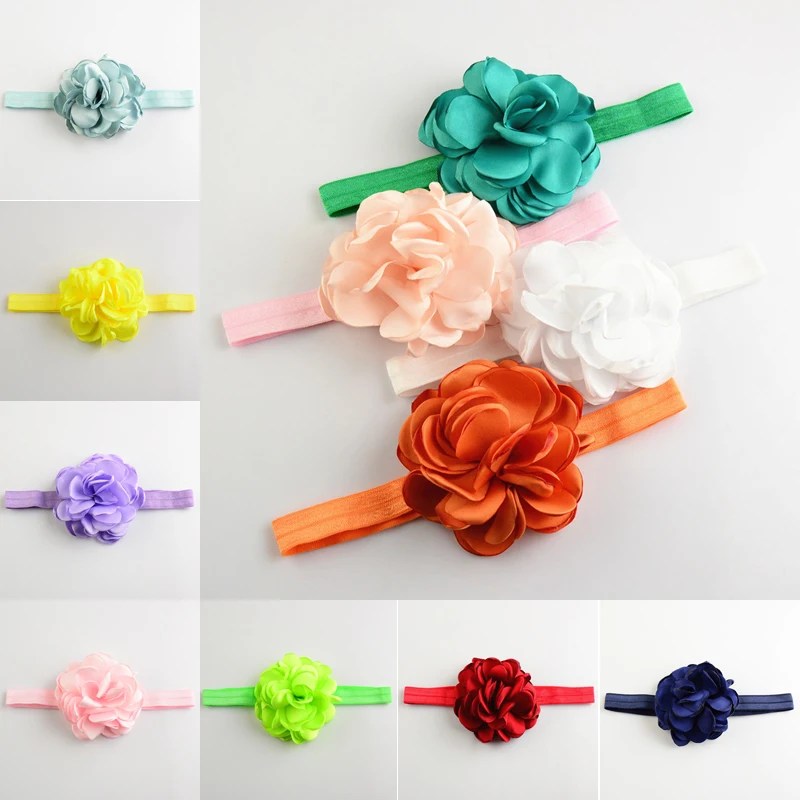 Baby Girl Elastic Large Baked Side Flower Headband Children Hair Rubber Headwear Gift Skinny Stretchy Bowknot Flower Hair Bands