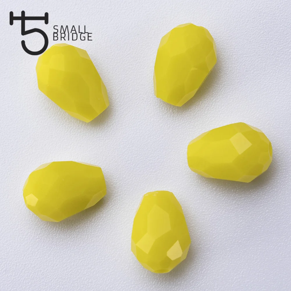 Austria Loose Faceted Teardrop Glass Beads Women Diy Accessories For Jewelry Perles With Hole Yellow Crystal Bead Wholesale Z805