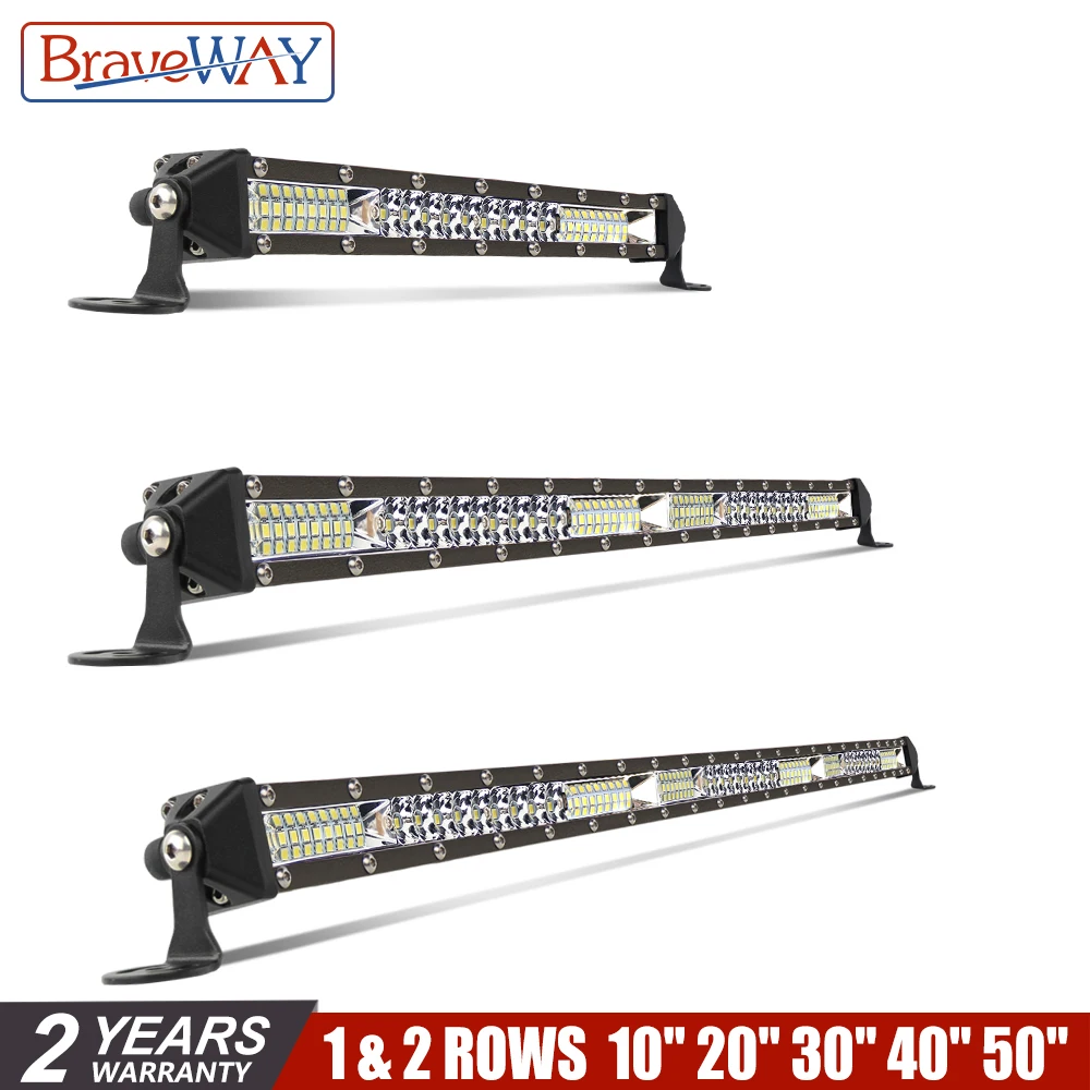 

BraveWay 10" 20" 30" One Row 50W 100W 150W Led Light Bar for 4x4 LADA Dodge Ford ATV SUV Offroad Pickup Truck Boat Extra Light