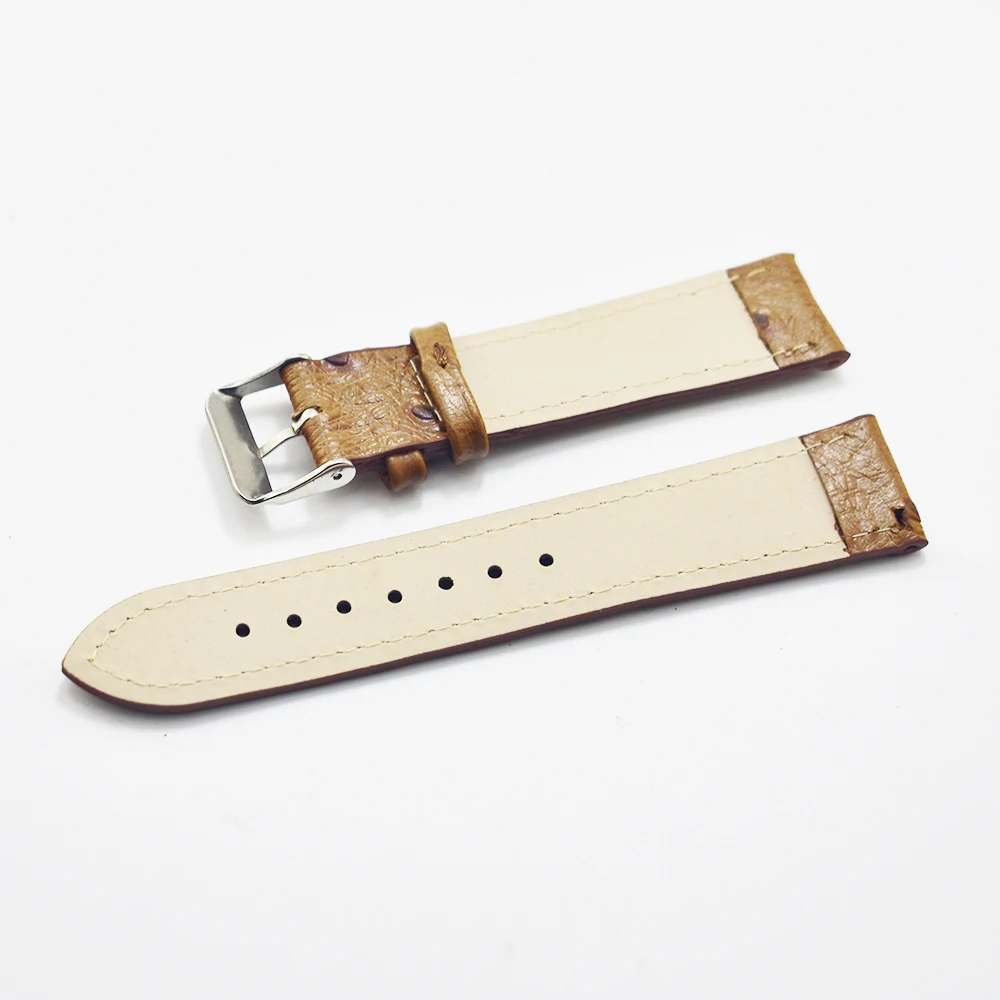 Genuine Leather Watchbands 18mm 20mm 22mm 24mm Ostrich Pattern Band Strap Steel Pin buckle High Quality Wrist Belt Bracelet