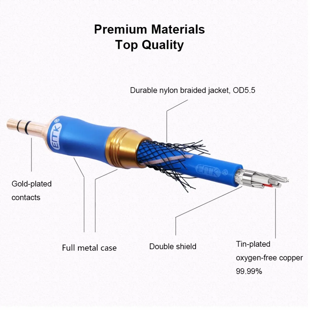 EMK AUX Cable 90 Degree Right Angle Jack 3.5 mm 3.5mm Audio Extension Cable for iPhone car MP34 headphone beats speaker aux cord