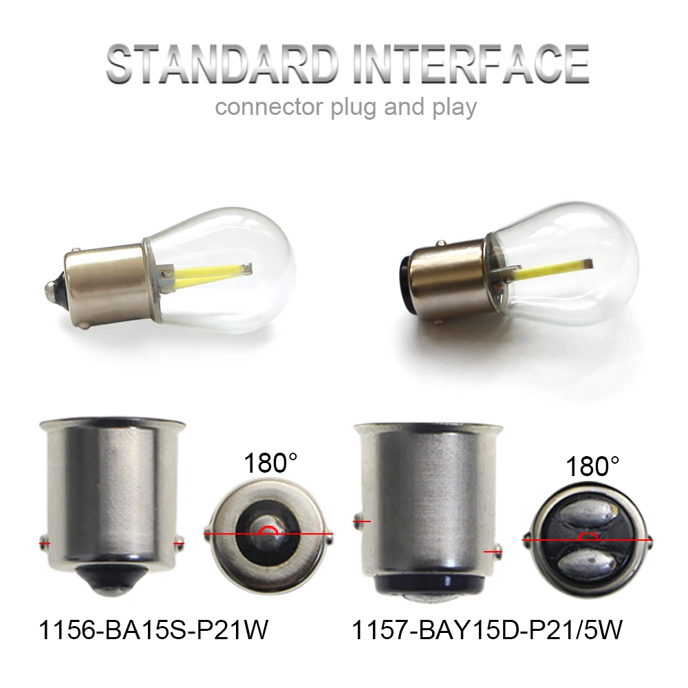 KEIN p21w LED 1156 ba15s COB 자동차 전구 7506 1157 bay15d P21/5W 브레이크 라이트, 후진 램프 S25 방향 지시등, 12V, 24V, 흰색 자동