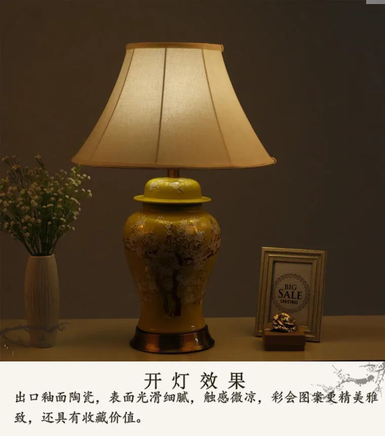 Plum blossom chinese porcelain ceramic table lamp bedroom living room wedding table lamp Jingdezhen large ceramic table lamps