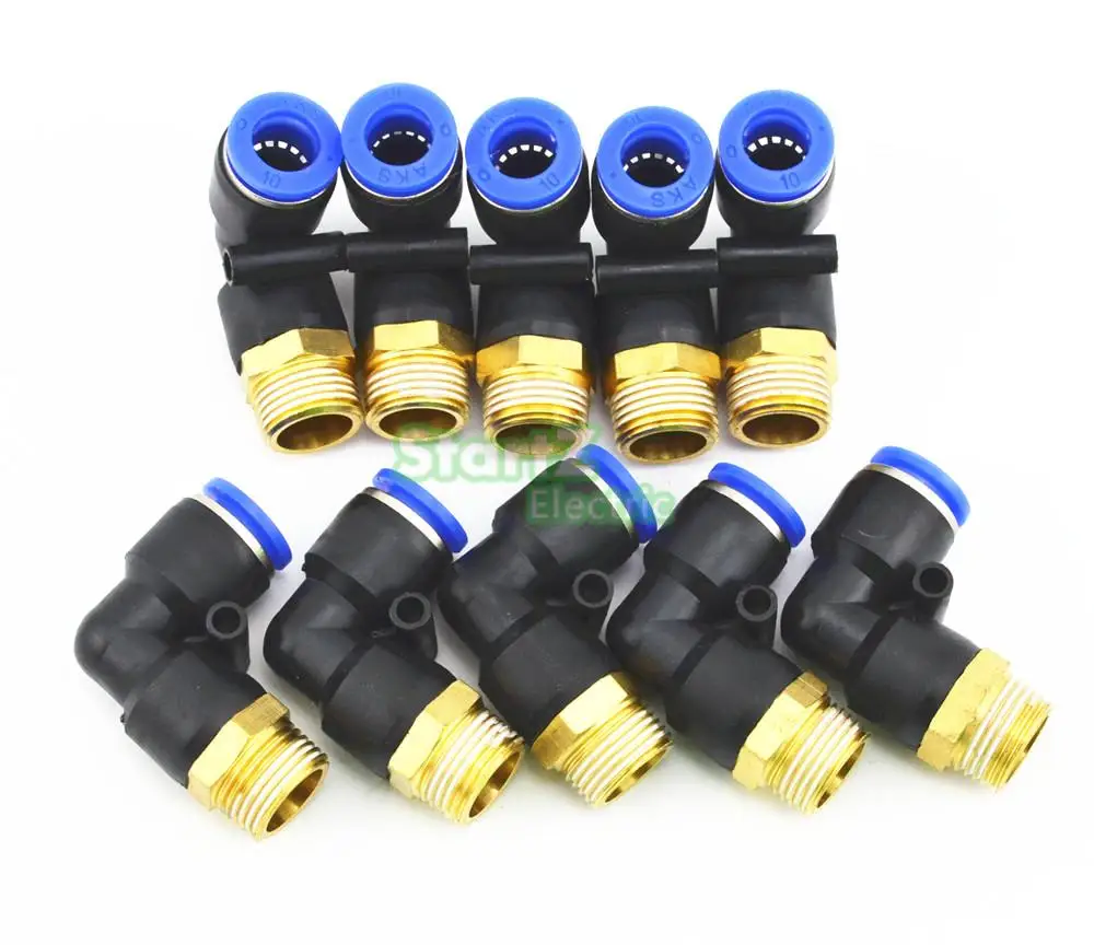 

12mm X 3/8'' Thread Pneumatic Male Elbow Connector Tube Air Push In Fitting 10Pcs