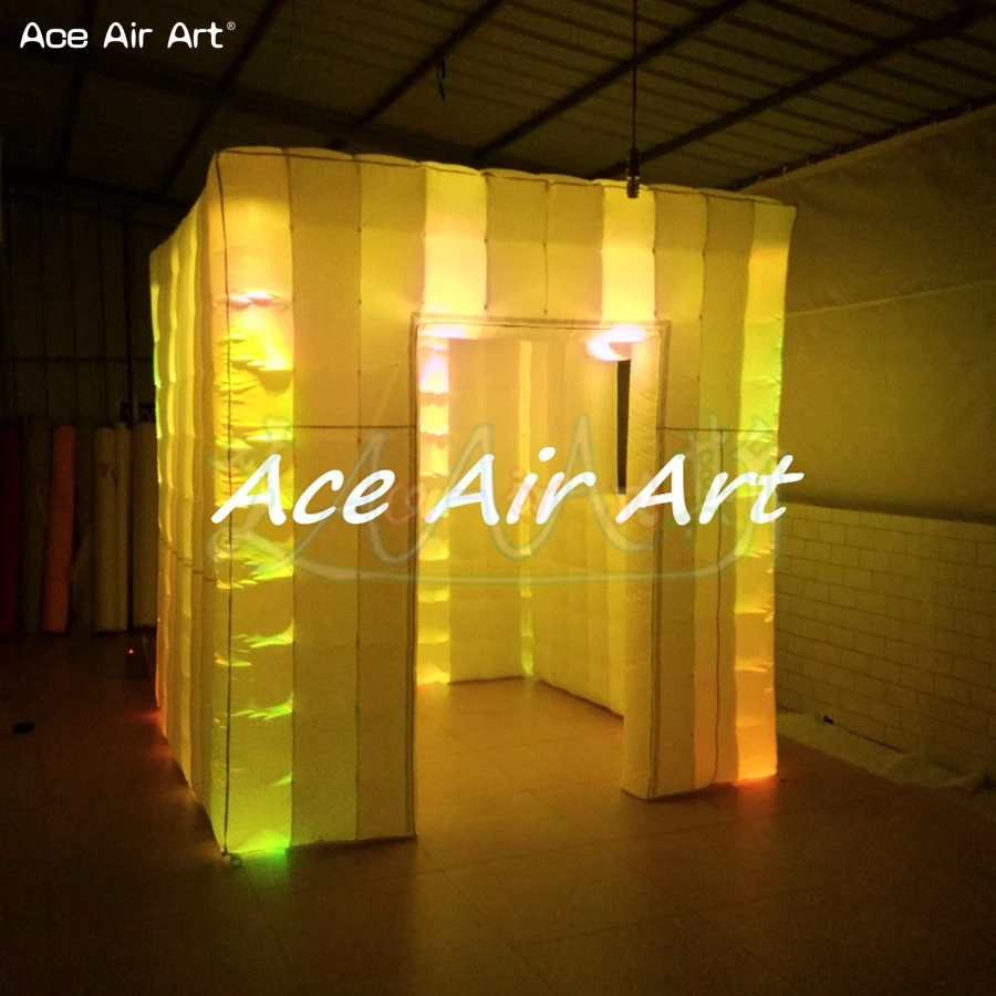 Brighter LED Cube Scientifical Design Inflatable Photo Booth with Window and Door for Wedding without Selfi Mirror For Chile