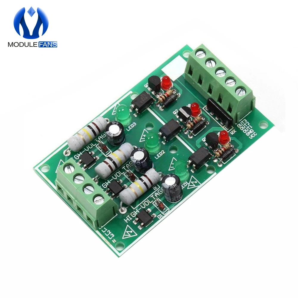 3CH 3 Channel  AC 220V Optocoupler Isolation Board Module Isolated Board Testing Module No PCB Holder AC Detection