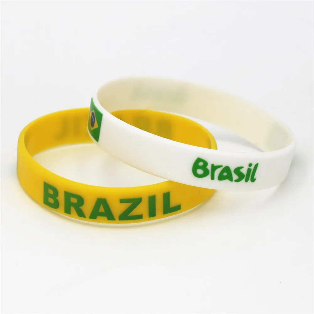 1PC Brazil Country Flag Silicone Wristband Football Soccer Team Fans Sport Elastic Rubber Bracelet Bangles Armband Gifts SH230