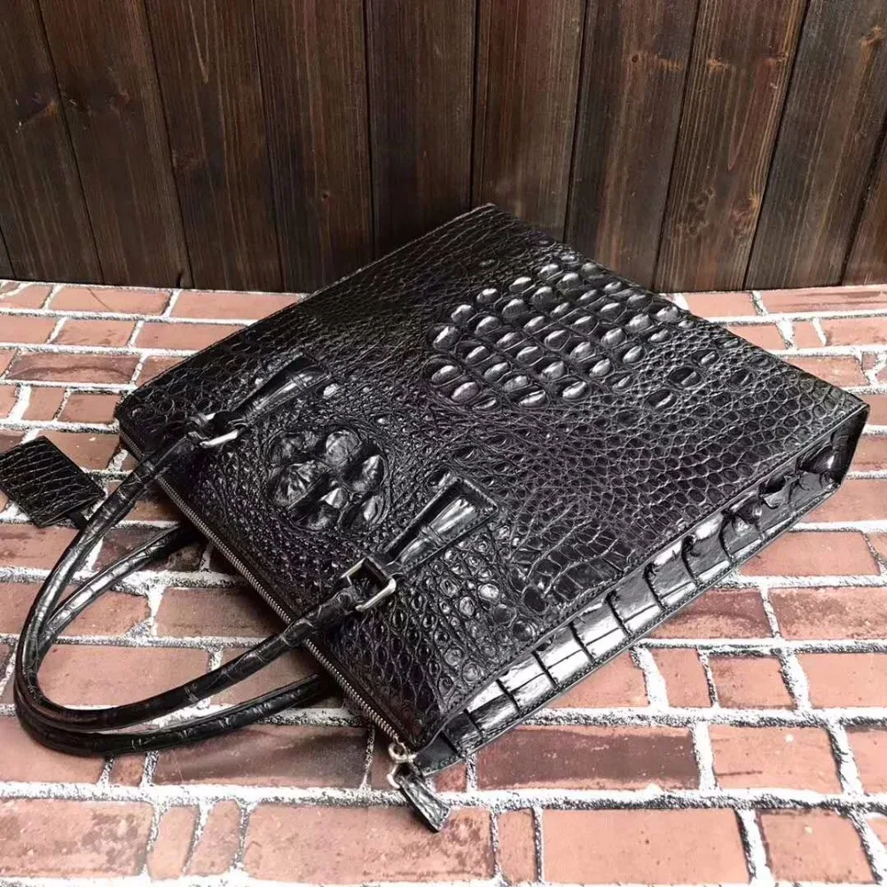 100% Genuine/Real Crocodile Skin Leather Men Business Bag Men Briefcase Laptop Bag leisure style fashion 2018 hot selling bag