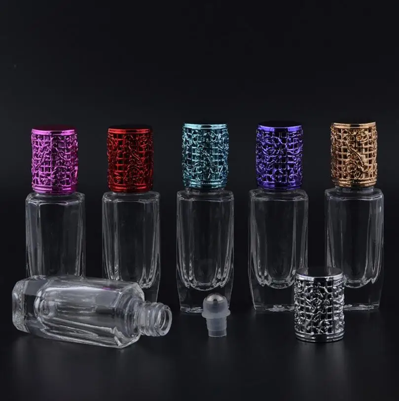 Wholesale 10ml Steel Ball Roll-On Printing Refillable Perfume Bottle&Empty Glass Bottle With Colorful Lid