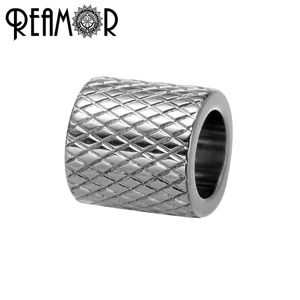 REAMOR 4 Colors 316l Stainless steel 6mm Rhombus Cylinder Beads Charm for Jewelry Making Bracelet DIY Spacer Beads Findings