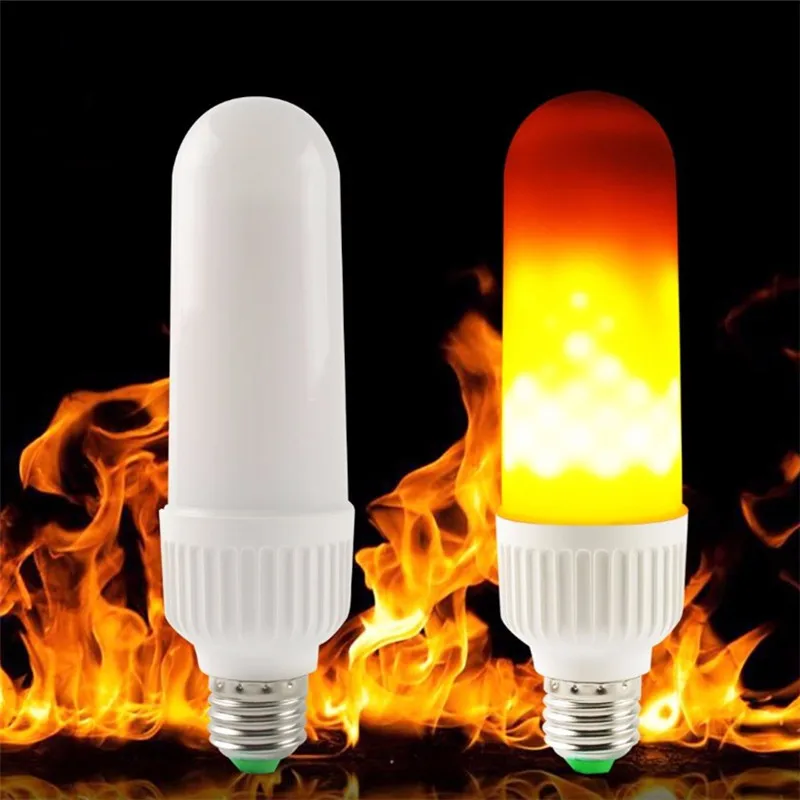 LED Flame Light Bulbs E26 E27 LED Flame Effect Fire Light Bulbs Flickering Emulation Lamps Antique Lantern Atmosphere Festival