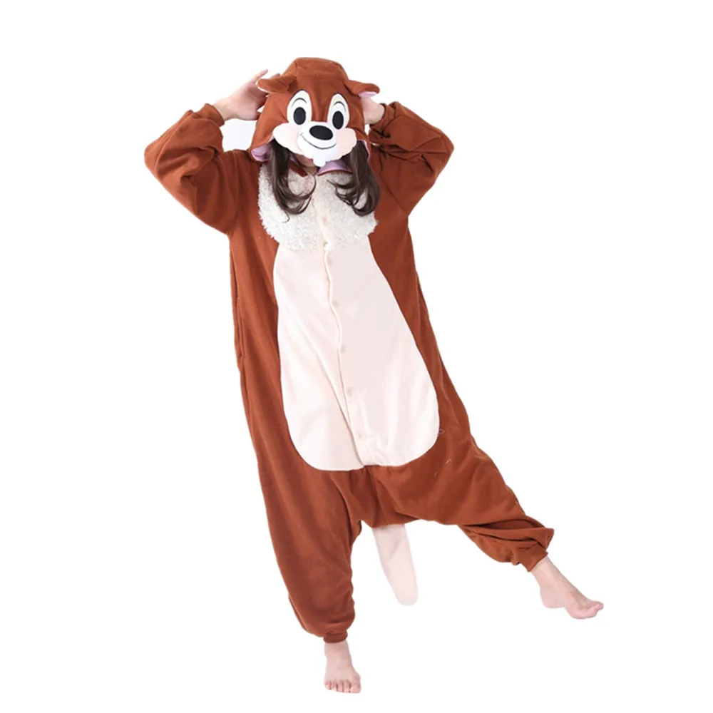 Chipmunk Onesies Adults Men Women Halloween Christmas Carnival Party Fleece Unisex Cosplay Kigurumi Kigu Costumes Jumpsuit