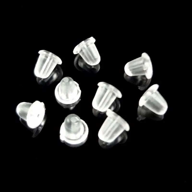 5mm 100pcs Clear Soft Silicone Rubber Earring Backs Safety Round Stopper High Quality Jewelry Accessories DIY Parts Ear Plugging