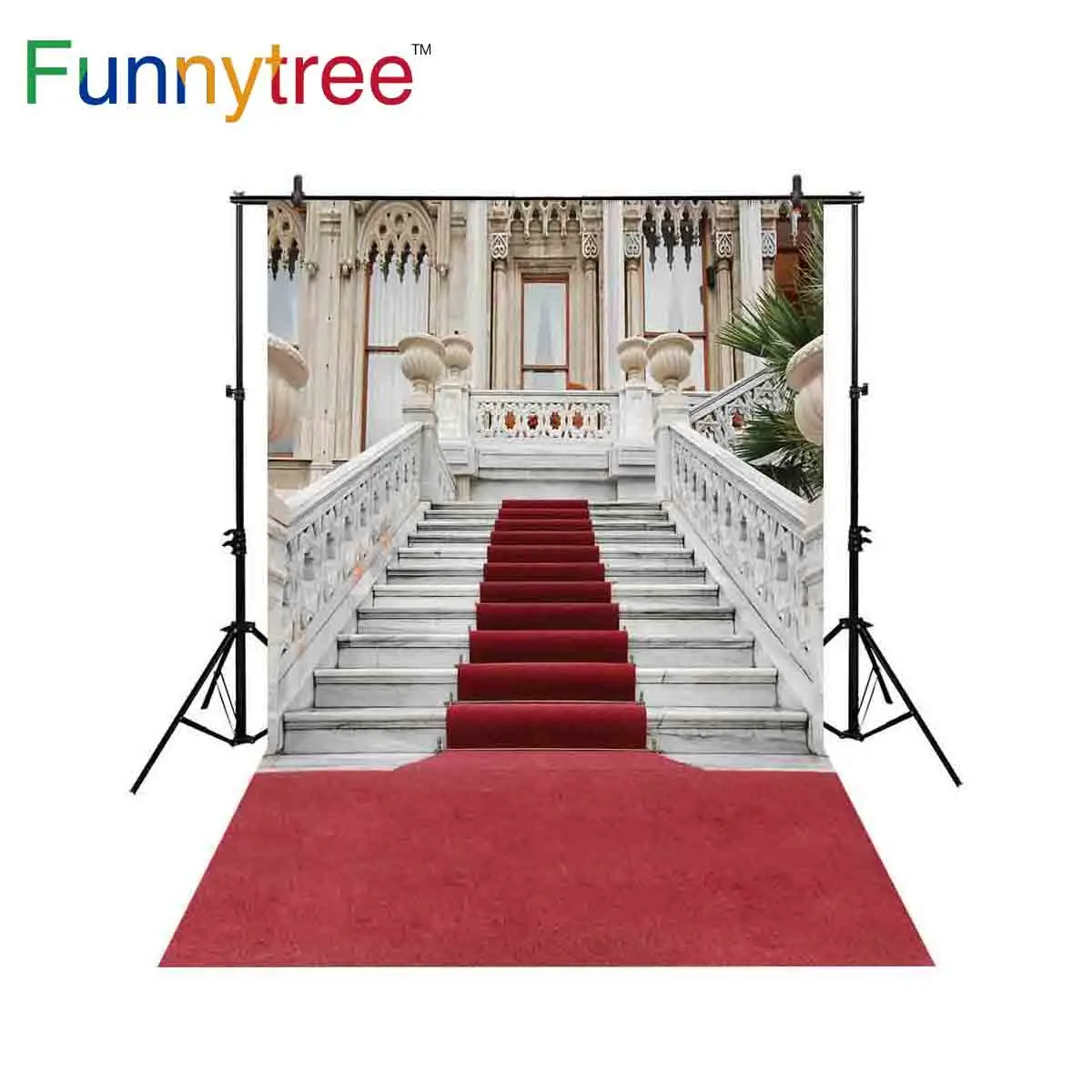 Funnytree background for photo studio Castle stairs red carpet luxury architecture photography backdrop photocall photobooth