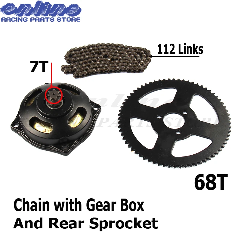 

Mini Moto 47cc 49cc Drive System 25H 112 links loops Chain with Gear Box And Rear Sprocket Mini Moto Pocket Bike dropshipping