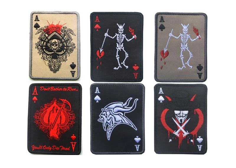 Ace of Spades Death Card Patches MC embroidery  hook and loop grim reapter patches biker motorcycle tactical  for  vest