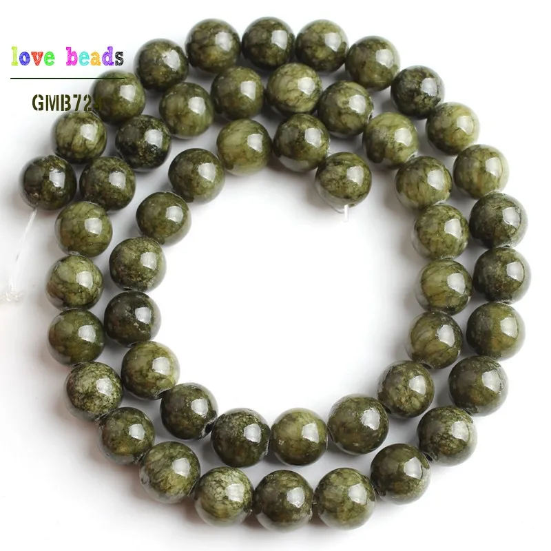 Grass Green Stone Beads Jades Round Beads for Jewelry Making 15\'\' Strand DIY Bracelet Jewellery 6mm 8mm 10mm