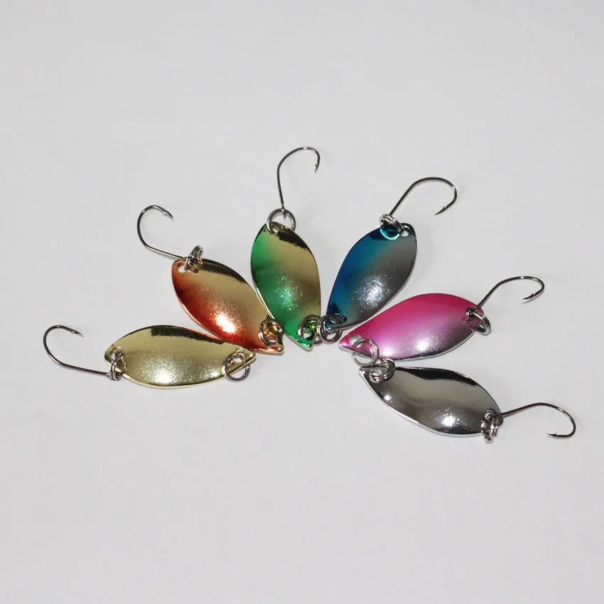 free shipping 30pcs/lot mixed colors 2.5g metal spoon lure hard fishing bait spinner fishing blade lure trout lure artificial