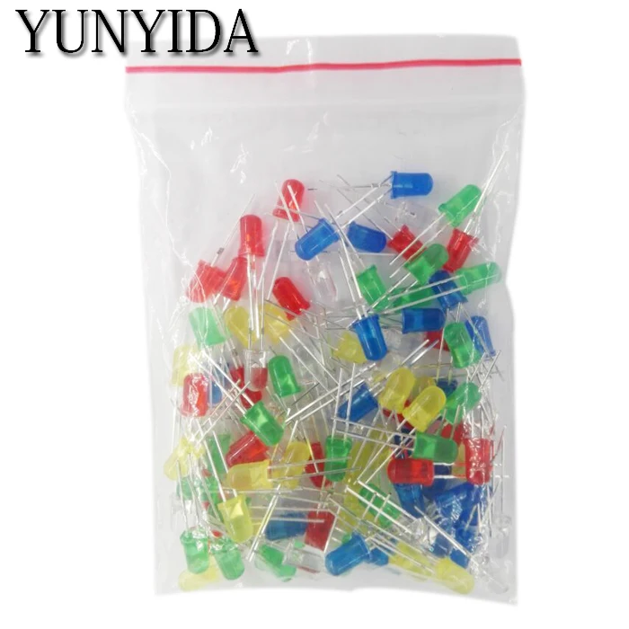 100pcs 5mm LED Light Assorted Kit DIY LEDs Set White Yellow Red Green Blue 5kinds X 20pcs