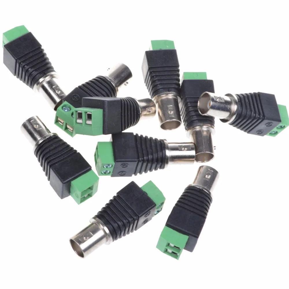 BNC Female to Screw Terminal Coaxial Cat5 Coaxial Video Balun Connector for CCTV Security Camera