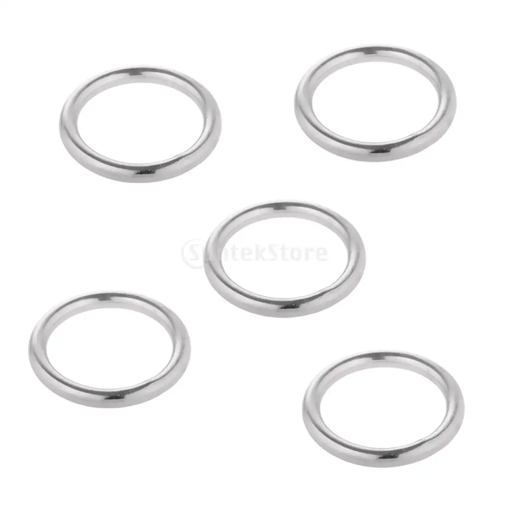 5pcs 15-35mm Smooth Welded Precision Polished 304 Stainless Steel Round O Ring Marine Boat Hardware Hammock Yoga Hanging Ring