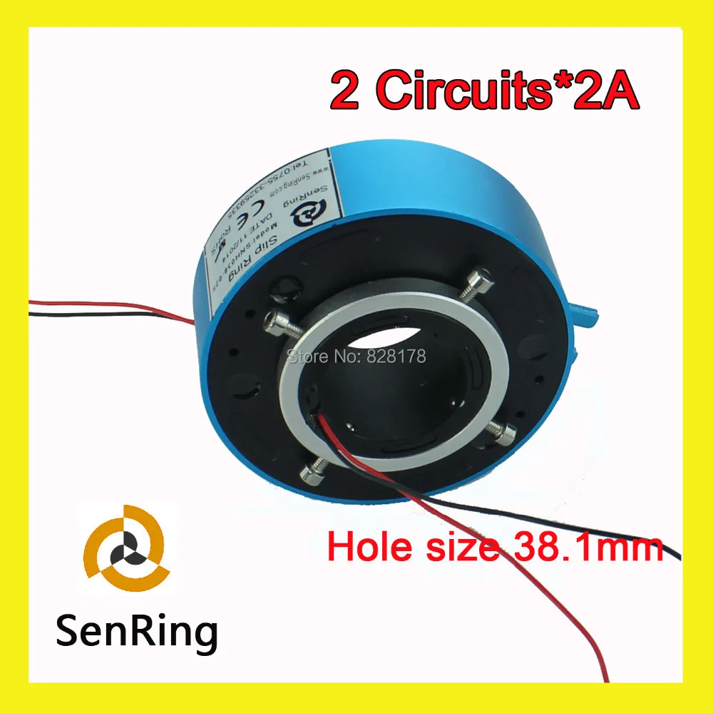 

Through bore slip ring rotary joint 2 circuits/wires contact signal 2A of bore size 38.1mm