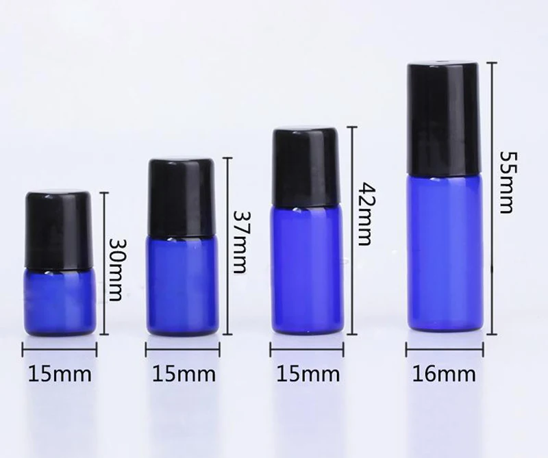 Hot Selling 1ml 2ml 3ml 5ml glass roller bottle vial cobalt blue cosmetic essential oil perfume roller ball bottle Free Ship