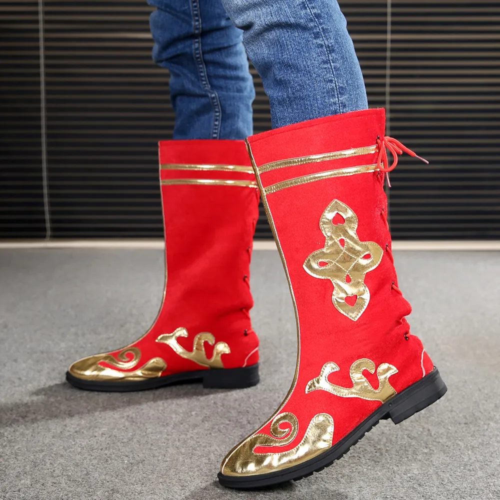 

3 colors china mongolian boots national dance boots minority shoes sun wukong boots soldier cosplay halloween boots