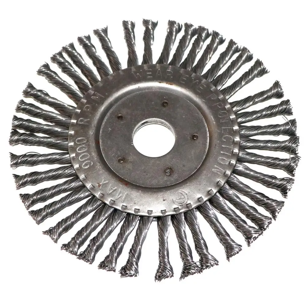 Imagem -06 - Torção de Aço Fio Plano Roda Escova Atada Torção Frisado Fio Roda Escova para Moedor Ângulo 1pc 4inch5