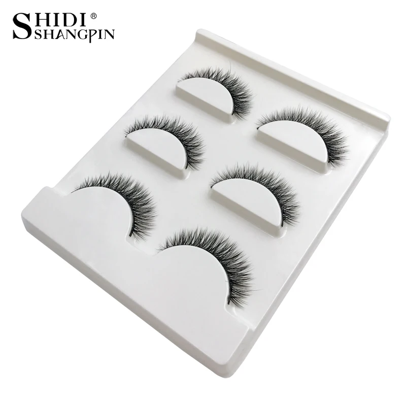 SHIDISHANGPIN 1 box mink eyelashes natural long 3d mink lashes short  Cross Messy false eyelash 8mm 3 pairs mink eyelashes X05