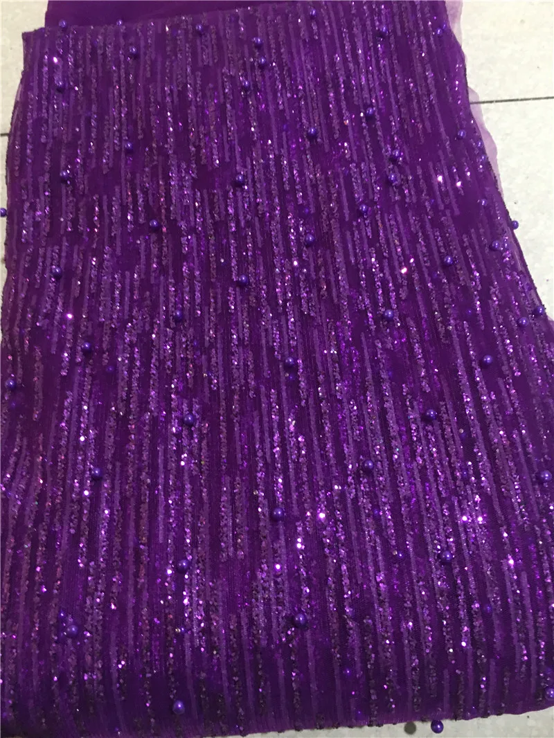 Imagem -02 - Opção de Cores Tecido de Renda Roxo e Dourado com Glitter de Pérolas com Glitter Brilhante para Decoração de Casamento ou Vestido de Festa