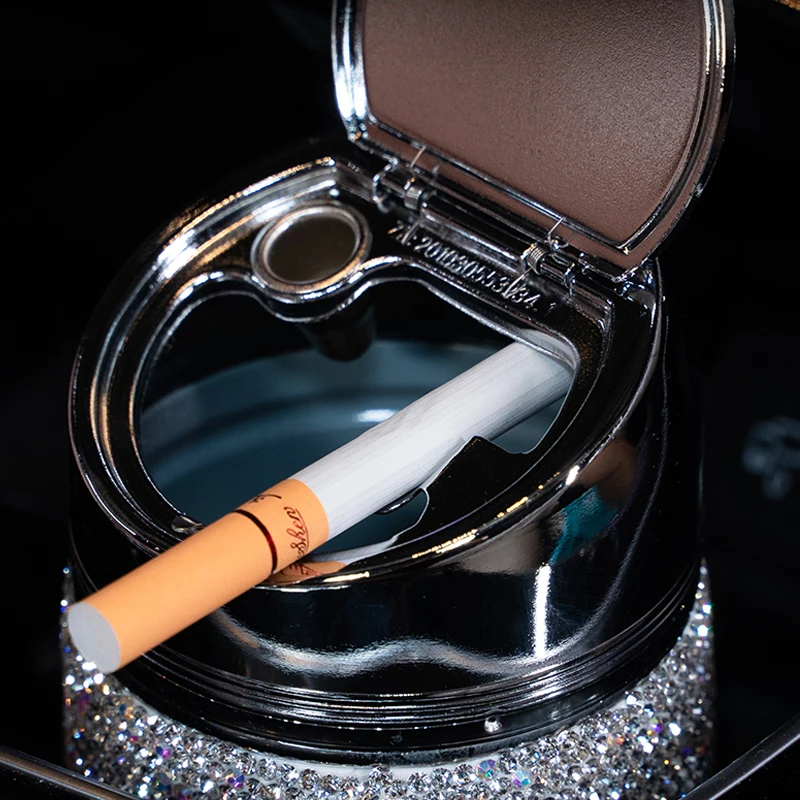 Handmade Diamond Car Ashtray Portable Smokeless Can Vehicle Cigarette Holder Smoke Universal Cylinder Holder Car Accessories