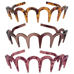 Stable Brown Acrylic Headband U Shape Headband Sharks Tooth Hair Comb Hair Tiara Jewelry Headwear Gift for Girls Women