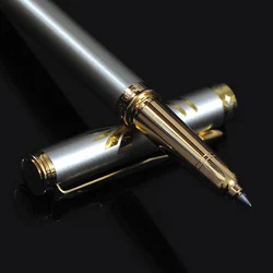VITNAT Brand Luxury 0.5mm Gold Stainless Steel Metal Ballpoint Pen Office School Supplies Black Ink