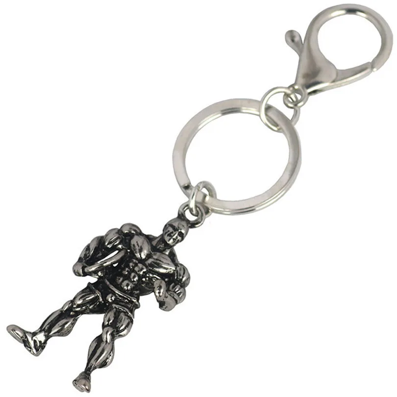 Strong Man Barbell Keychain Fitness Bodybuilding Key Chains For Car Wallet Keys Ring Sports Men Hip Hop Jewelry Gym Gift J167
