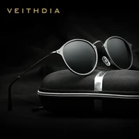 VEITHDIA-gafas de sol redondas para hombre y mujer, lentes de sol Unisex con revestimiento polarizado, espejo deportivo para conducir, 6358