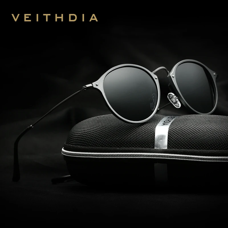 VEITHDIA Men Sunglasses Fashion Round Unisex Sun Glasses Polarized Coating Mirror Sports Driving Male Eyewear For Women 6358