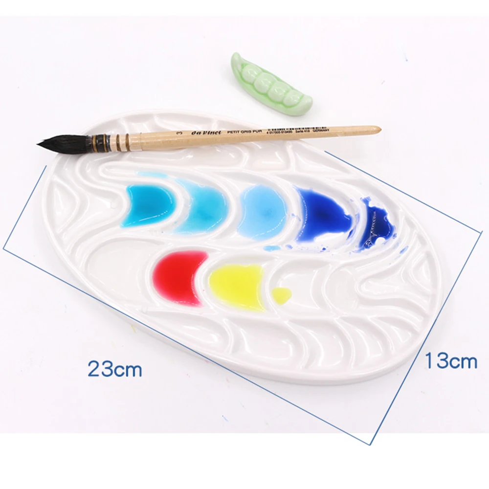 

1pcs Resin Artist Paint Palette Imitation ceramic oval Designed Tray for Watercolor Gouache Painting Wave pattern