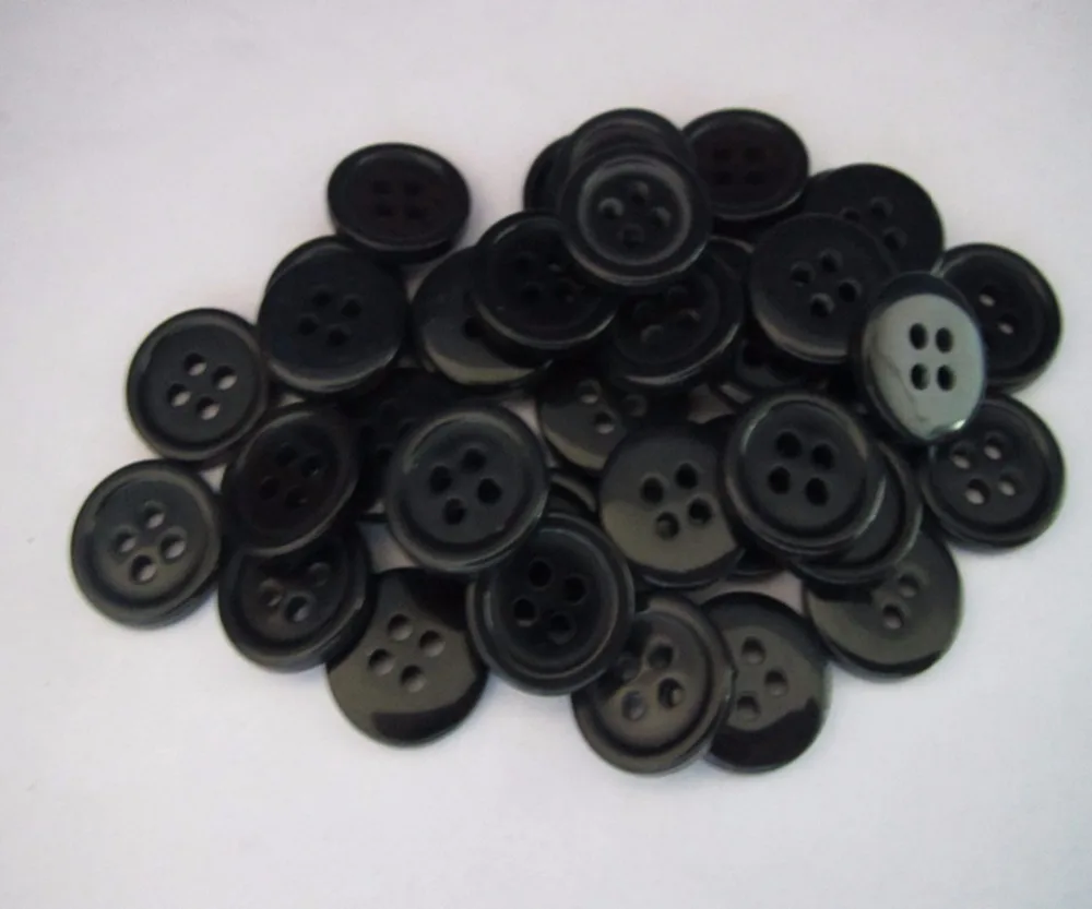 Free shipping     14mm  black 4 holes resin button ployster button whosale can engraved logo  blouse button  200pcs