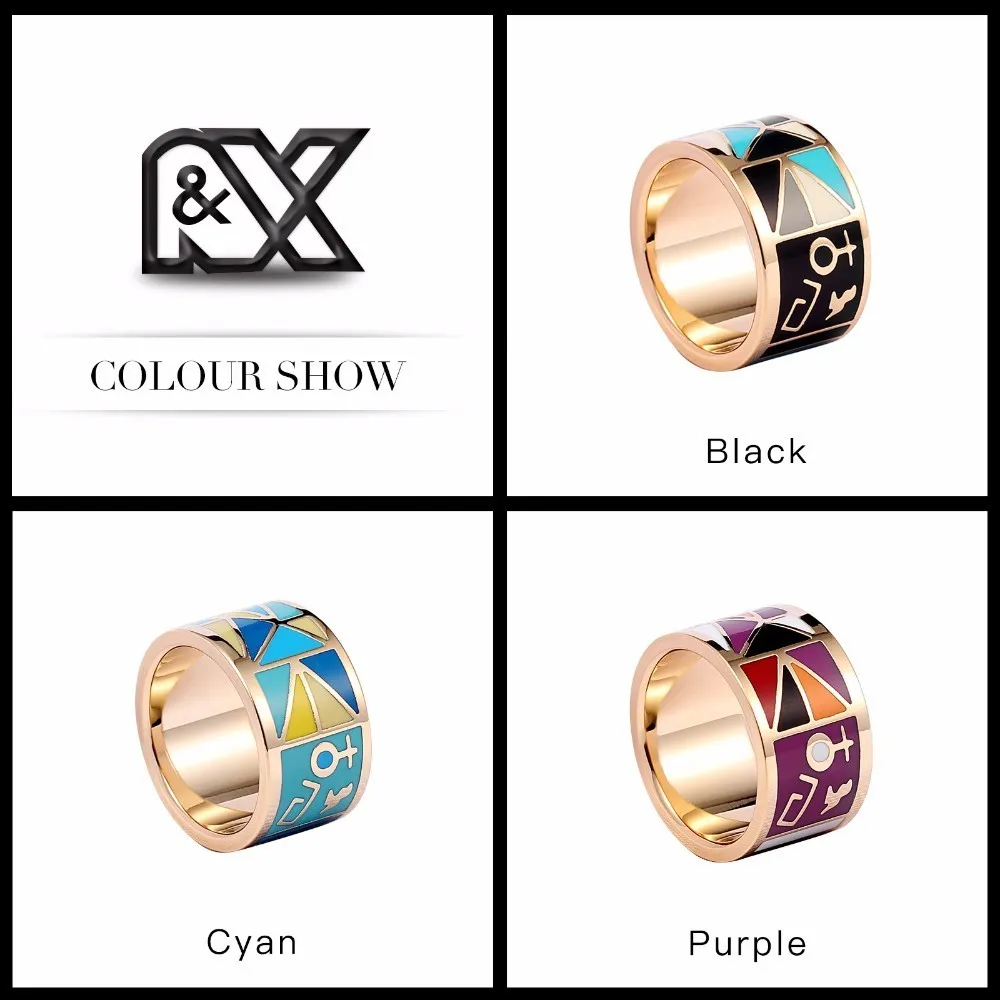 R&X 2016 cloisonne jewelry wholesale enamel jewelry Fashion trends in Europe and the wind Colored enamel jewelry ring