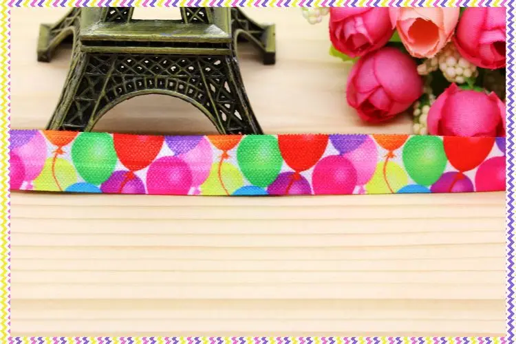 5/8''  Fold Elastic FOE balloon printed headband headwear hairband diy decoration wholesale OEM P4647