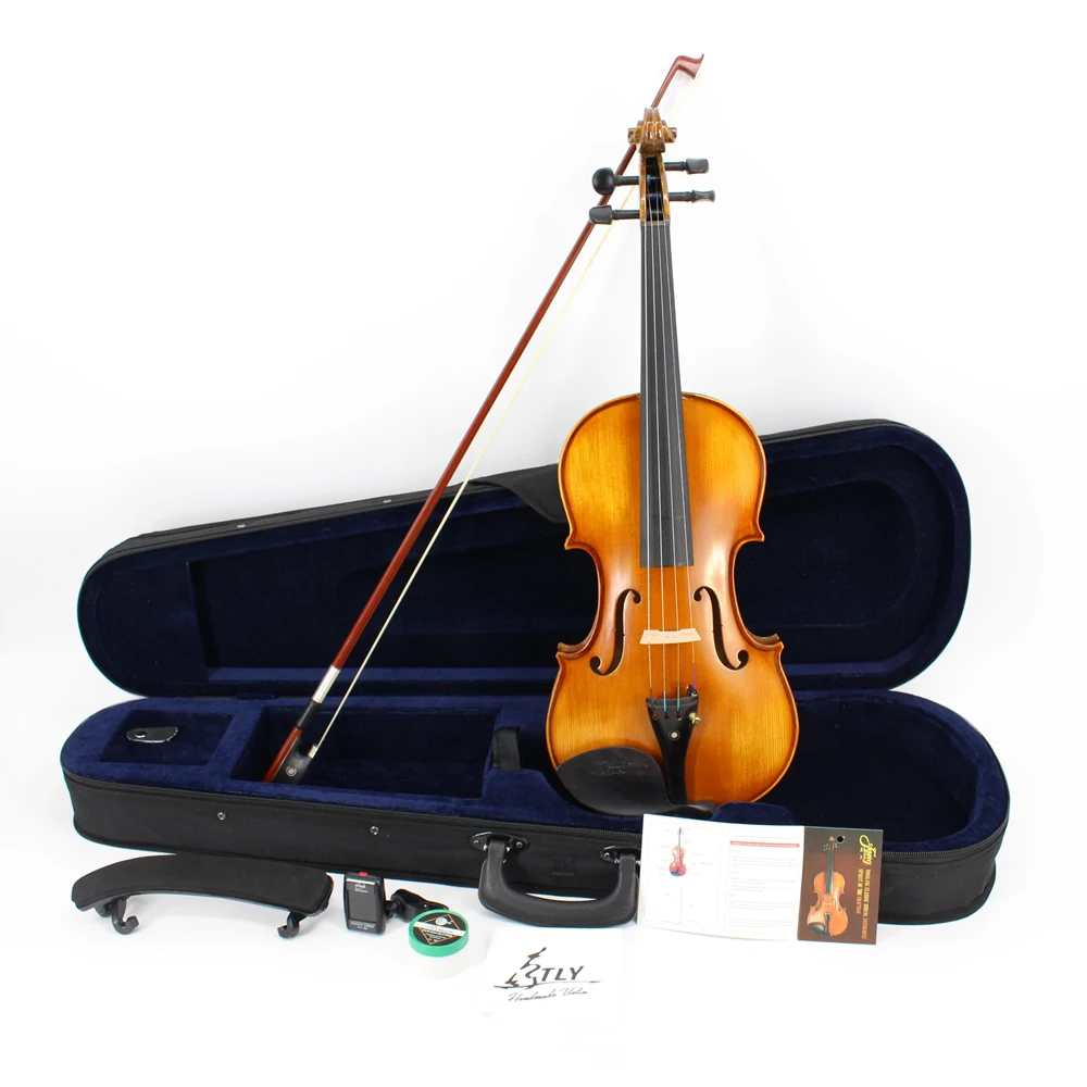 

Tongling new natural flame maple violin 4\4 full size handmade violin string instrument with case bow violin set